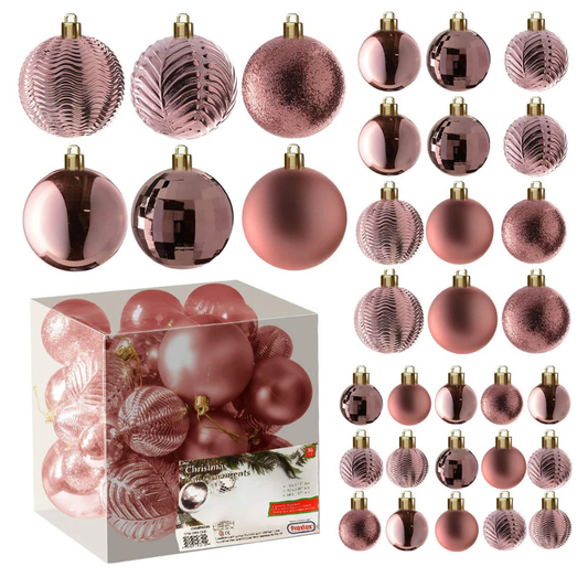 eglės-žaisliukai-burbulai-aukso-rožinės-spalvos-įvairių-dydžių-36vnt