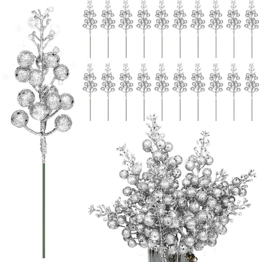 sidabrinės-dirbtinės-uogų-šakelės-dekoracijoms-18vnt
