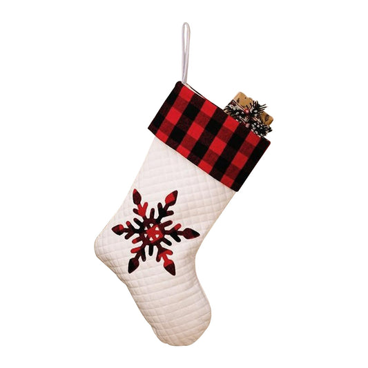 kojinė-dovanoms-balta-raudona-su-aplikacija-snaigė